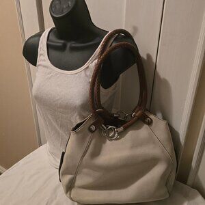 White/Brown Hobo Leather Style, 14L x 11H x 4 1/2W